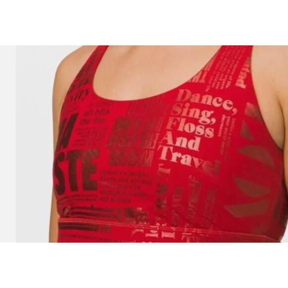 Lululemon Energy Bra Manifesto 20YR Women’s 12 Foil Dark Red B/C Strappy Sport - Picture 10 of 10